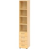 thumbnail of bümö smart Schubladenschrank, Büroschrank in Ahorn mit 4 Schüben & 4 Regalfächern - Bürocontainer aus Holz, Container mit Metallgriffen & Soft-Stop