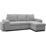 thumbnail of Canapé d'angle convertible réversible VALDO 3 a 4 places - Tissu Souris - Tablette avec USB - Coffre + Pouf - L247xP143xH86 cm AUCUNE