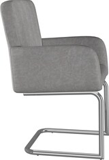 thumbnail of Merax 4er Set Esszimmerstühle, Polsterstühle, mit vertikalen Streifen, Gepolsterter Sessel mit zickzackförmige Metallbeine, PU, grau