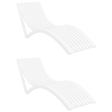SIESTA EXCLUSIVE Pack 2 Tumbonas Slim para Jardín y Piscina Blanco