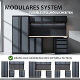thumbnail of Werkstattwand 13-tlg. modulares Werkstattschranksystem aus Stahl mit Holzarbeitsplatte in Anthrazit