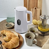 thumbnail of KLAMER Edelstahl Wasserkocher mit Temperatureinstellung 40-100°C, Warmhaltefunktion, mattweißes Kaltgehäuse, doppelwandiger 1,5L Teekocher mit 1800W,…