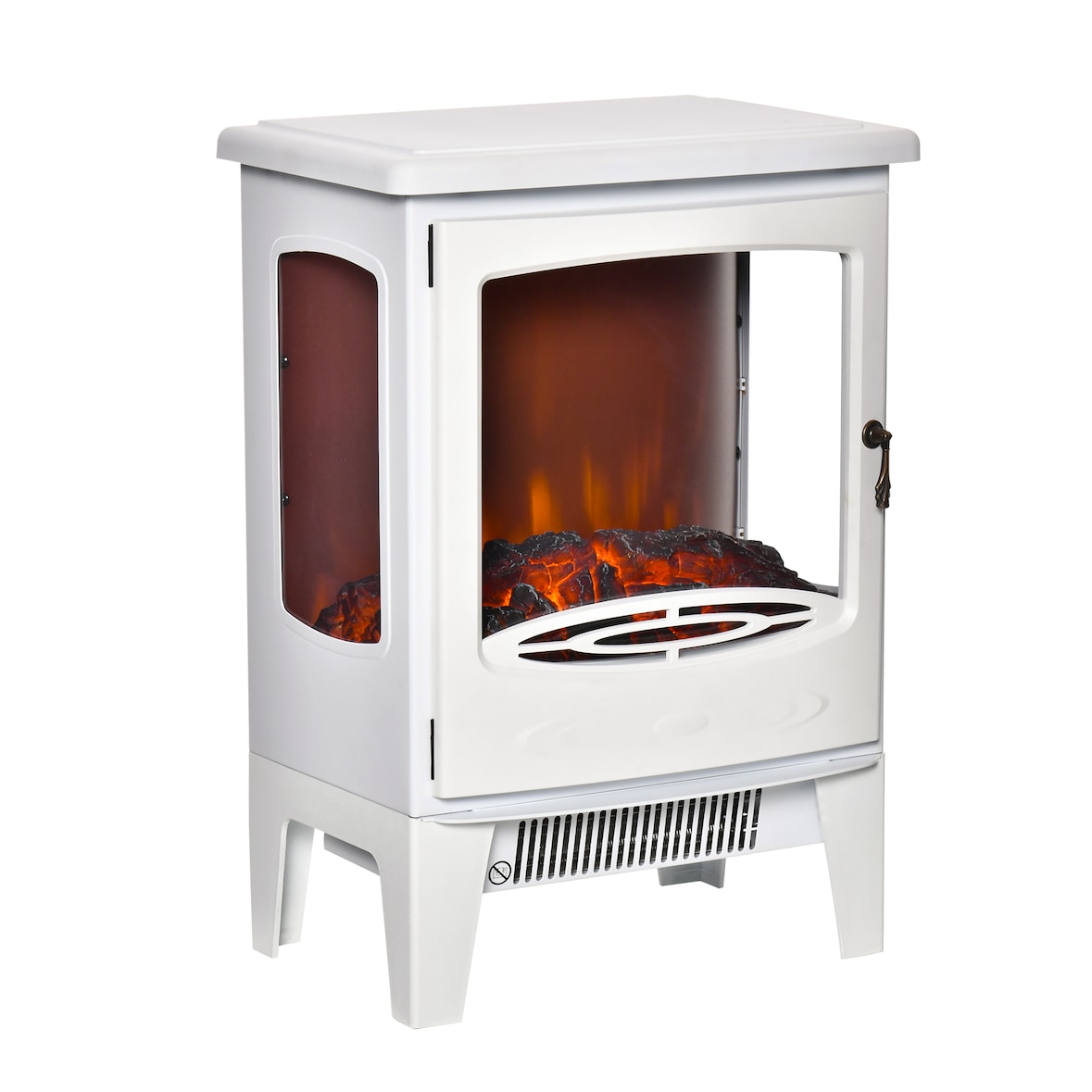 Chimenea eléctrica 900W/1800W con ventanas efecto de llama temperatura ajustable y protección sobrecalentamiento para 20-25 ㎡ 39x26x54,8 cm blanco