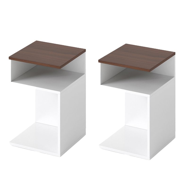 COSTWAY Mesa lateral de madeira, 3 níveis, mesa de sofá, mesa de cabeceira, moderna, para sala de estar e quarto