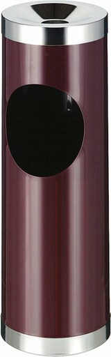 thumbnail of PROREGAL Runder Metall Kombiascher mit ovaler Einwurfsöffnung | 30 Liter, HxØ 72x24cm | Bordeaux
