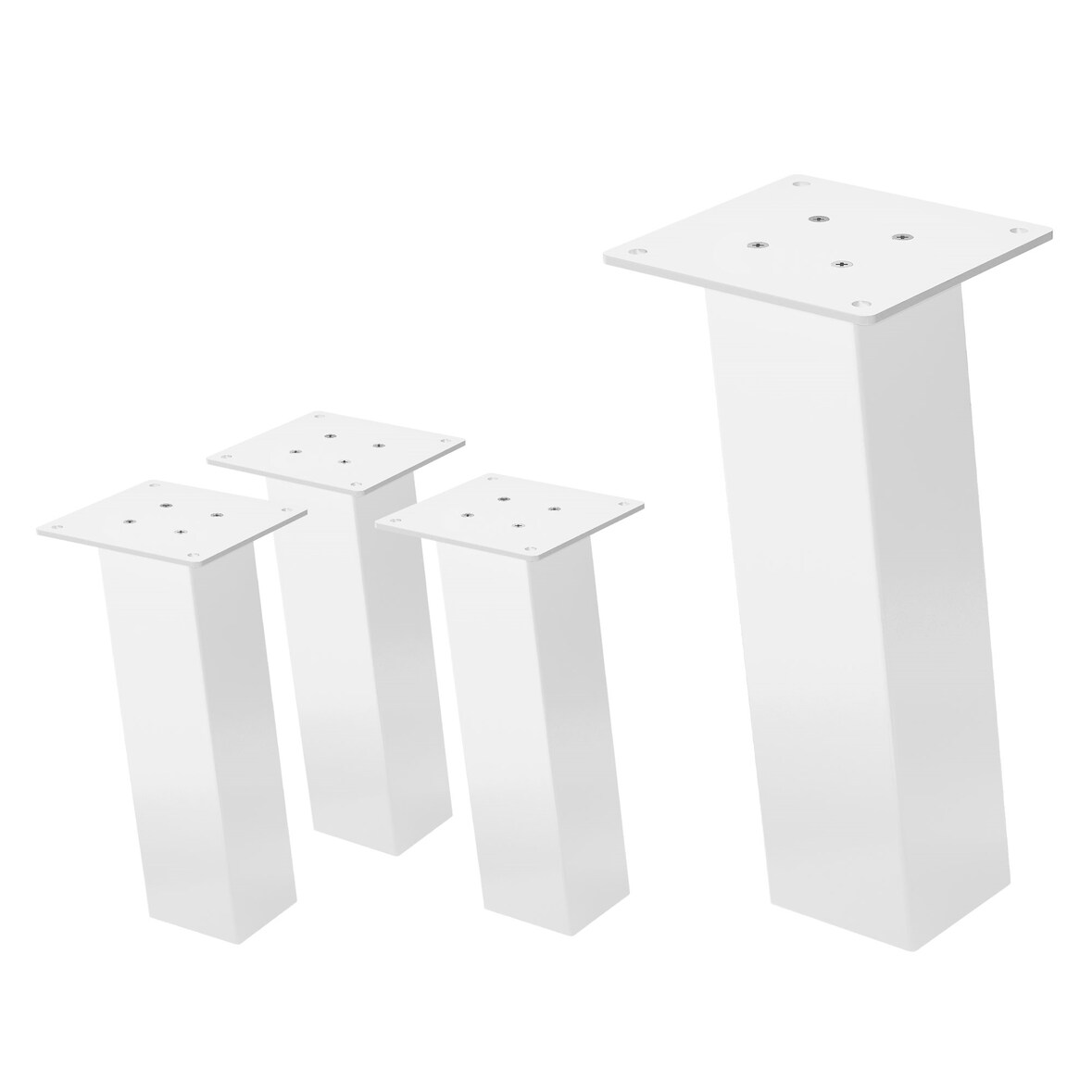 ML-Design 4er Set Tischbeine 30 cm Weiß glänzend, Stahl pulverbeschichtet, I-Form 8×8 cm, 96° Neigung, Möbelbeine für Couchtisch Sitzbank