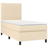 thumbnail of vidaXL Boxspringbett mit Matratze & LED Creme 90x200 cm Stoff