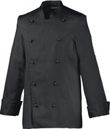 thumbnail of 214 - Damenkochjacke Langarm, tailliert : schwarz 65% Polyester 35%Baumwolle 220 g/m² XS