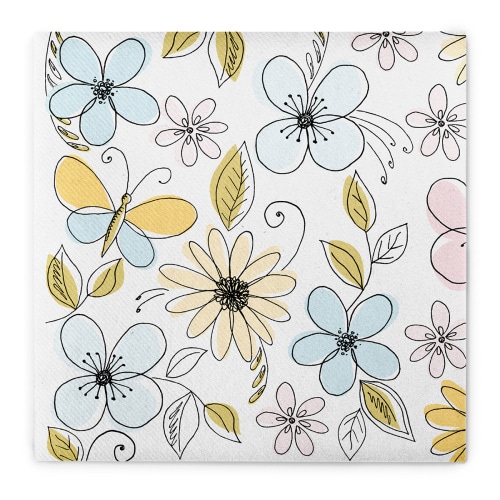 Sovie HOME Serviette Nikita aus Linclass® Airlaid 40 x 40 cm, 12 Stück Schmetterling Blumen Frühling Sommer