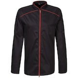 thumbnail of 220 - Kochjacke langarm, 2-wege RV, Fb. schwarz mit farbiger Paspel : rot 65% Polyester 35%Baumwolle 220 g/m² 3XL