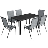 thumbnail of Garten-Set bestehend aus einem Metalltisch mit Loch und 6 stapelbaren, luftdurchlässigen Stühlen für die Terrasse, grau