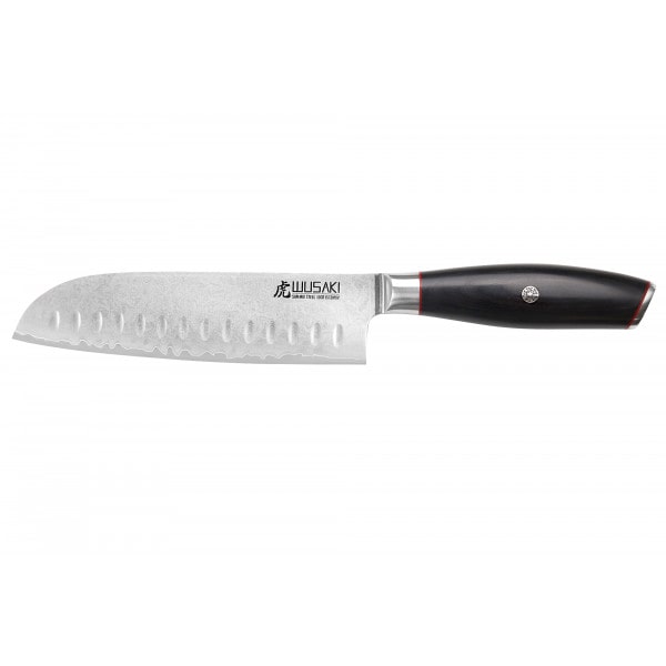 Couteau modèle santoku Wusaki Fujiko Black 18cm manche en pakka