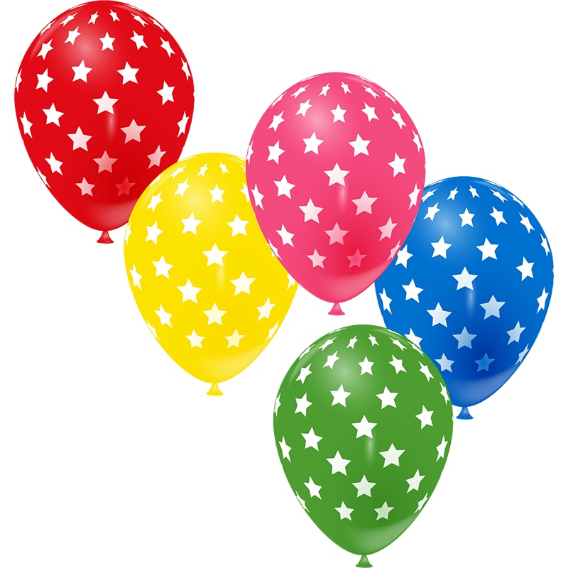 BALLON PUB Ballons opaques multicolores imprimés Etoiles diamètre 30/34cm PC de 8