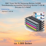 thumbnail of D&C Toner Set für Samsung Xpress C430W Tonerkassette kompatibel Samsung Xpress C 430 W Drucker CLT-P404C