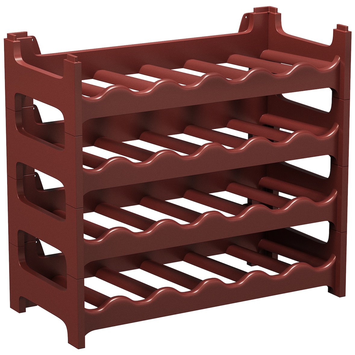 ARTECSIS Weinregal stapelbar Kunststoff für 24 Flaschen, stabiles Flaschenregal für Gastronomie und Lagerraum, erweiterbare Weinlagerung, Braun