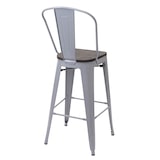 thumbnail of Tabouret de bar HWC-A73 avec assise en bois, chaise de bar, tabouret de comptoir avec dossier, métal design industriel ~ gris