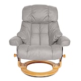 thumbnail of MCA Relaxsessel Calgary XXL, TV-Sessel Hocker, 180kg belastbar Stoff/Textil ~ hellgrau, Gestell naturbraun