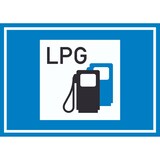 thumbnail of Tankstelle mit Autogas Symbol Schild A6 Rückseite selbstklebend
