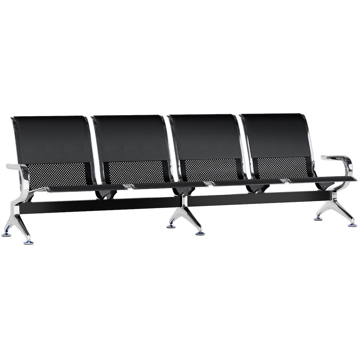 Wachtbank Airport Kunstleer zwart/zwart/4-zits