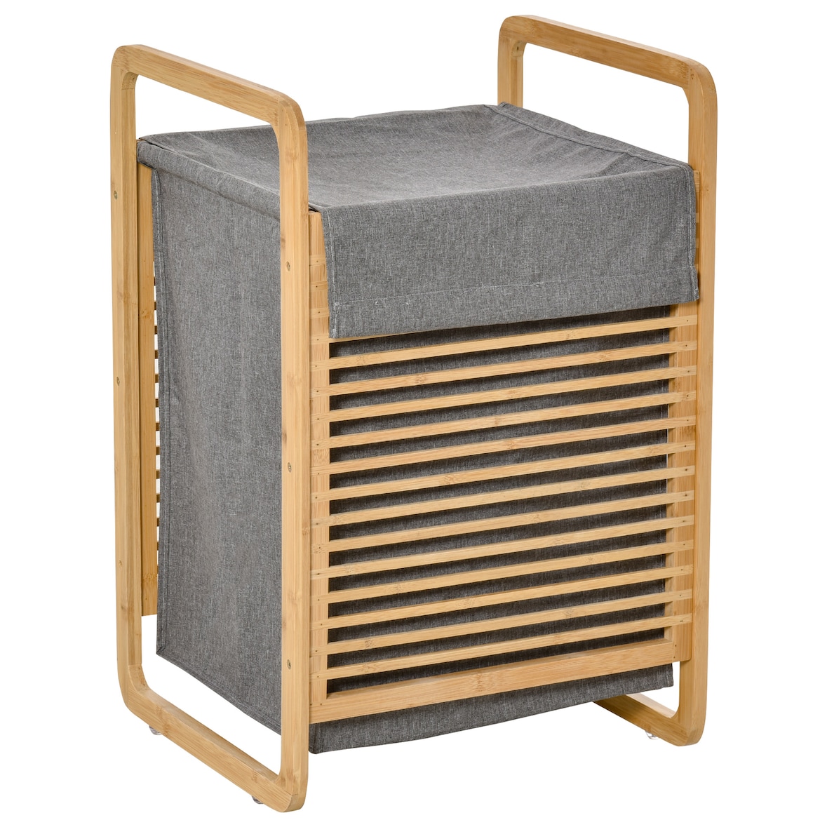 Cesto para Ropa Sucia de Bambú Cesto Rectangular de Ropa Portátil con Tapa y Bolsa Extraíble Mueble de Baño Dormitorio 40x35,5x60,5 cm Natural y Gris