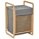 thumbnail of Cesto para Ropa Sucia de Bambú Cesto Rectangular de Ropa Portátil con Tapa y Bolsa Extraíble Mueble de Baño Dormitorio 40x35,5x60,5 cm Natural y Gris