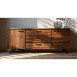 thumbnail of Stilvolles Sheesham Sideboard mit Baumkanten-Design, Metallgestell. 145x45x82 cm | Kadima Design