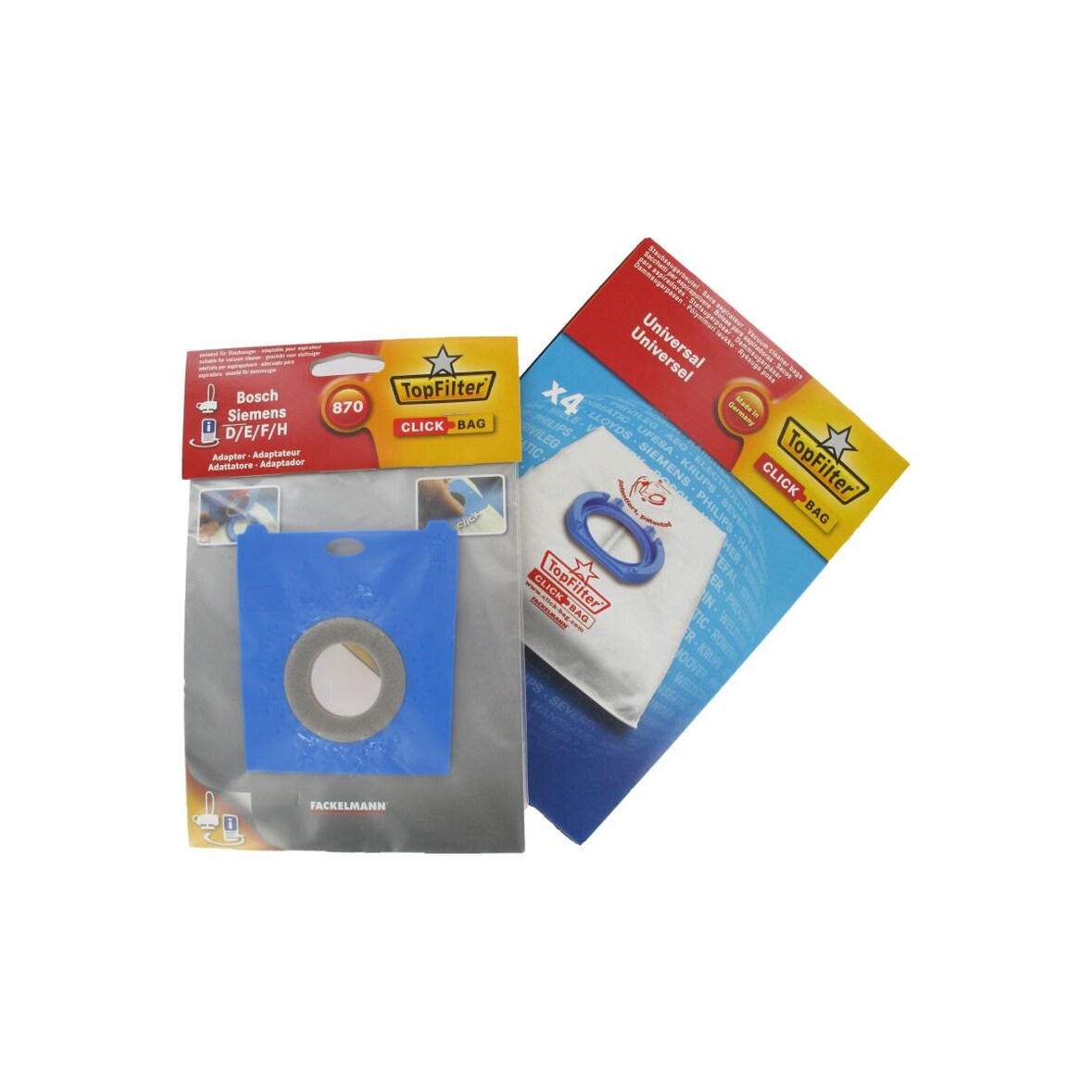 4er-Box Top Filter Universal-Staubsaugerbeutel mit Click Bag-Adapter für Siemens und Bosch 870 Staubsauger