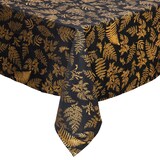 thumbnail of Nappe de Fêtes anti-taches Noir imprimé Feuilles dorées 140 x 360 cm