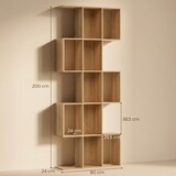 thumbnail of HOMCOM estantería de 5 niveles, biblioteca estrecha, librería en forma de S, para salón, dormitorio, estudio, oficina, 80x24x200 cm, roble
