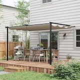 thumbnail of Outsunny Pérgola de Parede de Jardim com Teto Retrátil Tecido de Poliéster e Estrutura de Aço 3,9x2,9 m Creme