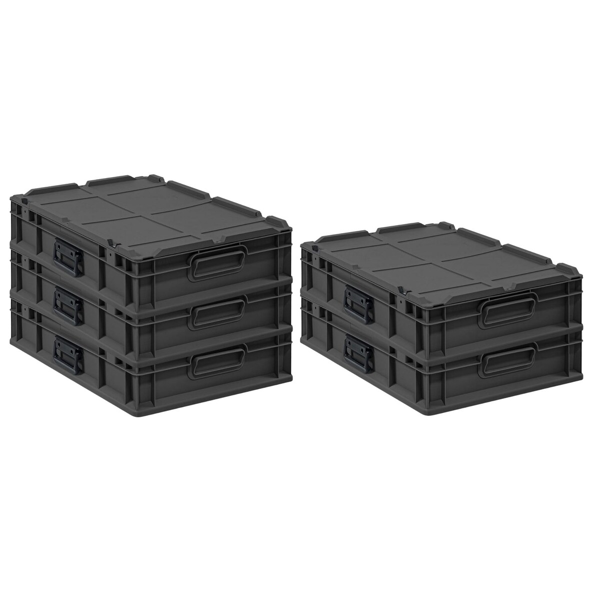 PROREGAL SuperSparSet 5x Eurobox NextGen Portable, HxBxT 13,5x40x60cm, 23 Liter, Schwarz, Eurobehälter, Transportbox, Transportbehälter