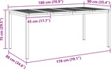 thumbnail of vidaXL Esstisch für draußen 180x90x75 cm Massivholz Teak