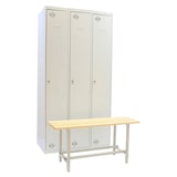 thumbnail of Pack DIY casier métallique démontable Module initial + 2 modules supplémentaires de couleur grise 1800x1000x620 mm + banc vestiaire.