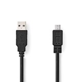thumbnail of Nedis USB-Kabel - USB 2.0 - USB-A Stecker - USB Micro-B Stecker - 480 Mbps - Vernickelt - 2.00 m - Rund - PVC - Schwarz - Box