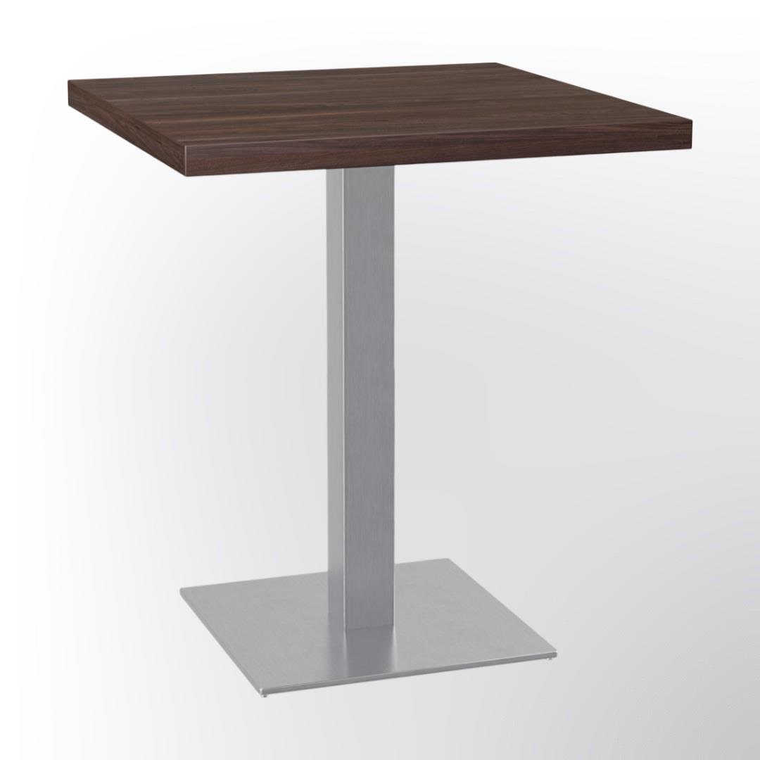 Bistrotisch 70x70 cm | Walnuss | Edelstahl Gestell