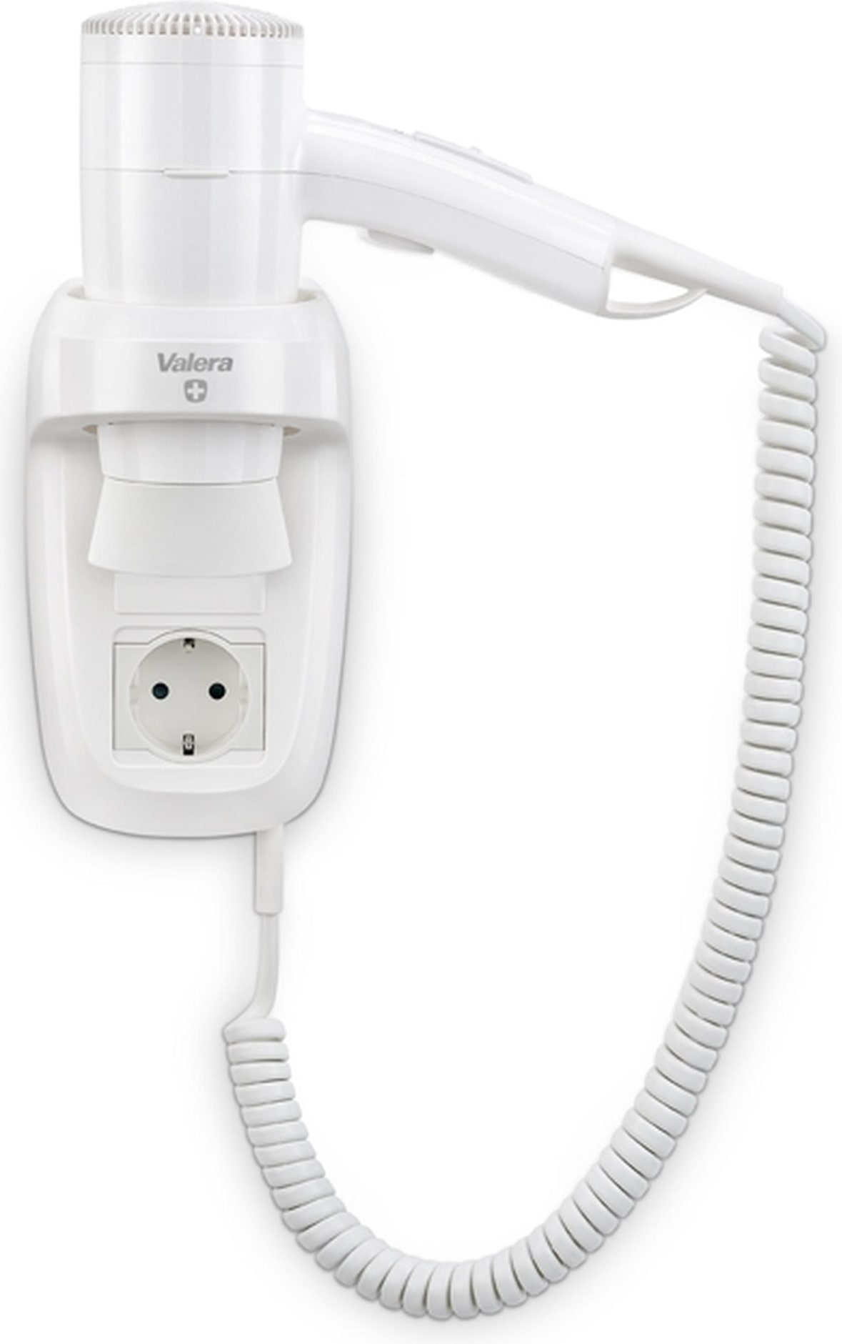 Wandhaartrockner Premium Smart 1200 Socket - mit Spiralkabel und Steckdose
