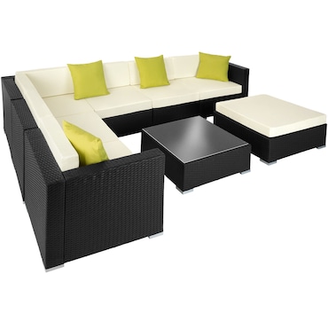 tectake Conjunto de rotim Marbella  Preto