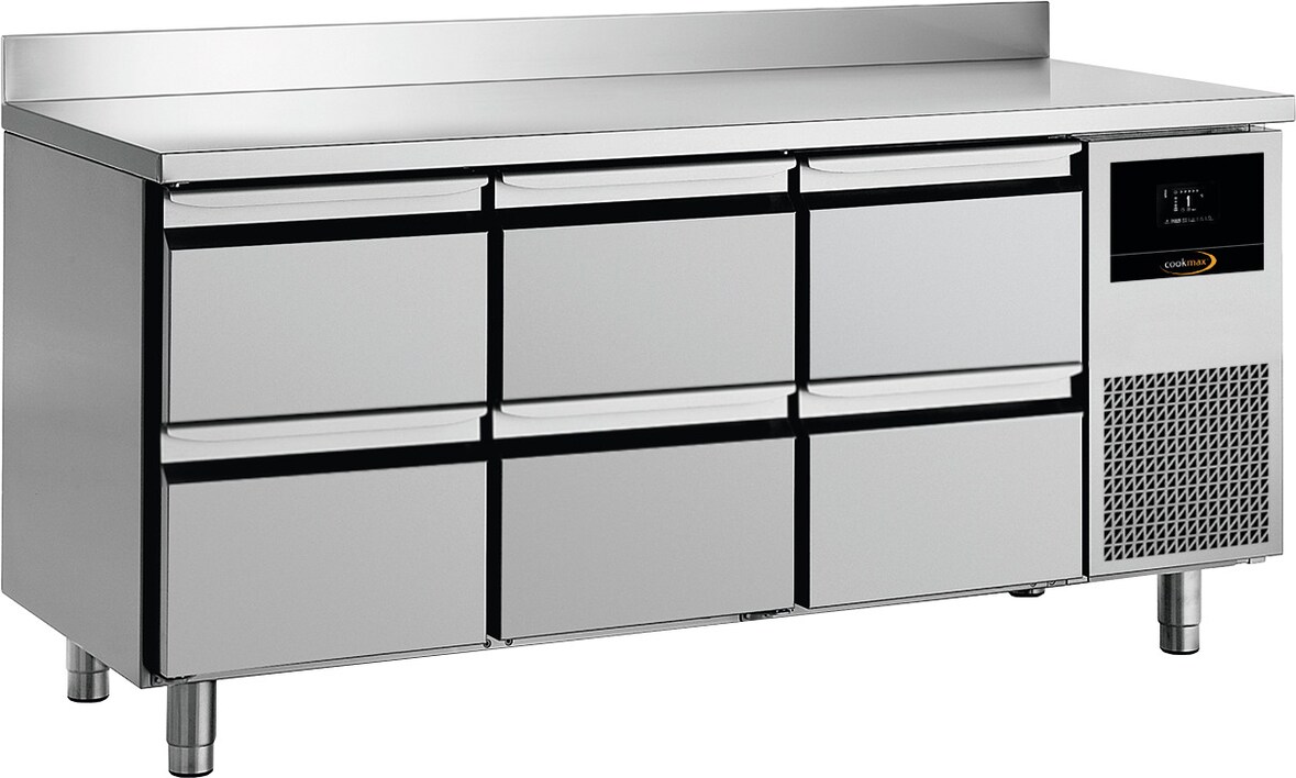 Cookmax Kühltisch GN 1/1 mit
6 Schubladen, mit Aufkantung