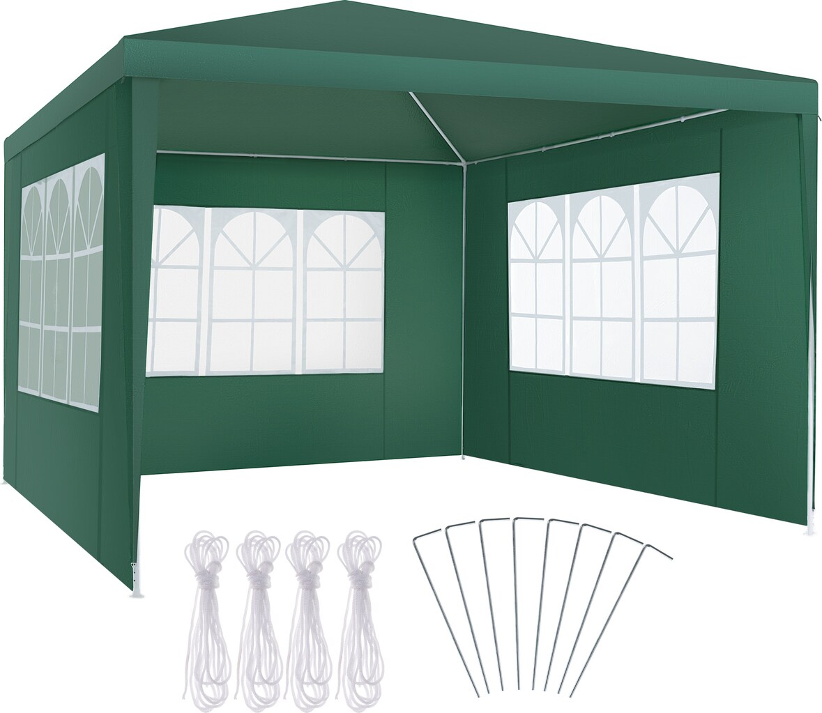 tectake Carpa Baraban 3 x 3 m con 3 paneles laterales 300 x 300 x 250 cm Verde
