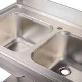 thumbnail of Romux® Évier en Acier Inoxydable avec 2 Cuves et Égouttoir à Droite 1600x700x850 mm Démontable | Évier Industriel | Plonge Inox Professionnelle