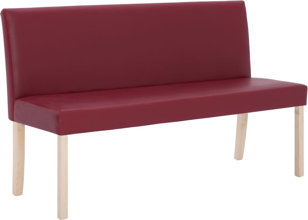 Sitzbank PHIL 139,5 cm Weinrot Kunstleder | Küchenbank Esszimmerbank Flurbank mit Rückenlehne