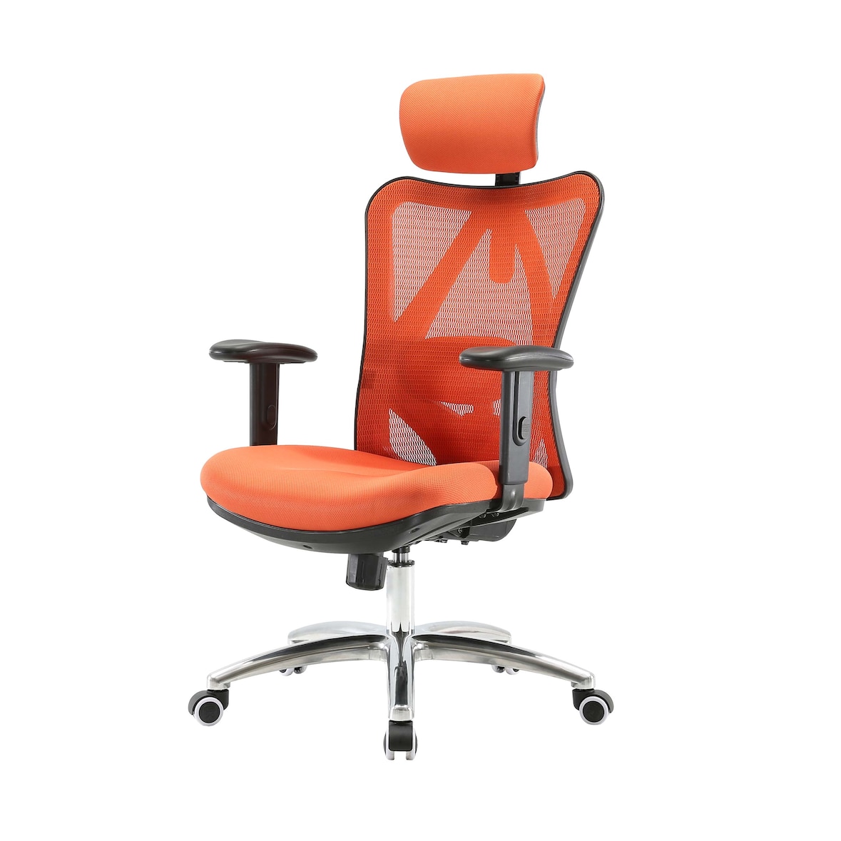 SIHOO silla de oficina silla de escritorio, ergonómica, soporte lumbar ajustable, 150kg de capacidad de carga ~ sin reposapiés, naranja