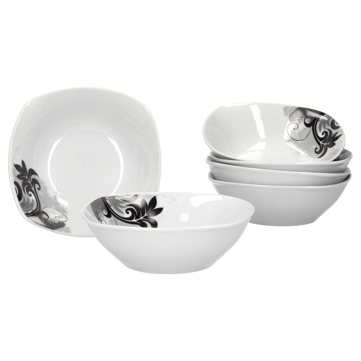6er Set Müsli- Salatschale Black Flower 14cm