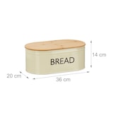 thumbnail of Relaxdays Brotkasten Retro XL, mit Bambusdeckel, runde Brotbox mit Schriftzug BREAD, HBT: 14 x 36 x 20 cm, beige/natur