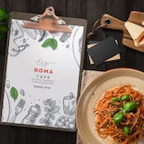 thumbnail of Securit® Porte-menu en bois avec clip - Clip en acier inoxydable - A4. Clip marron, presse-papiers gris.