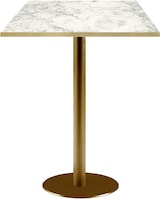thumbnail of RestooTab - Stehtisch Rome goldmetallic 60x60cm Dekor Marmor bianca luna Kanten messingfarben