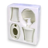 thumbnail of Set accessori bagno in ceramica bianca dispenser sapone liquido portaspazzolini e portasaponette
