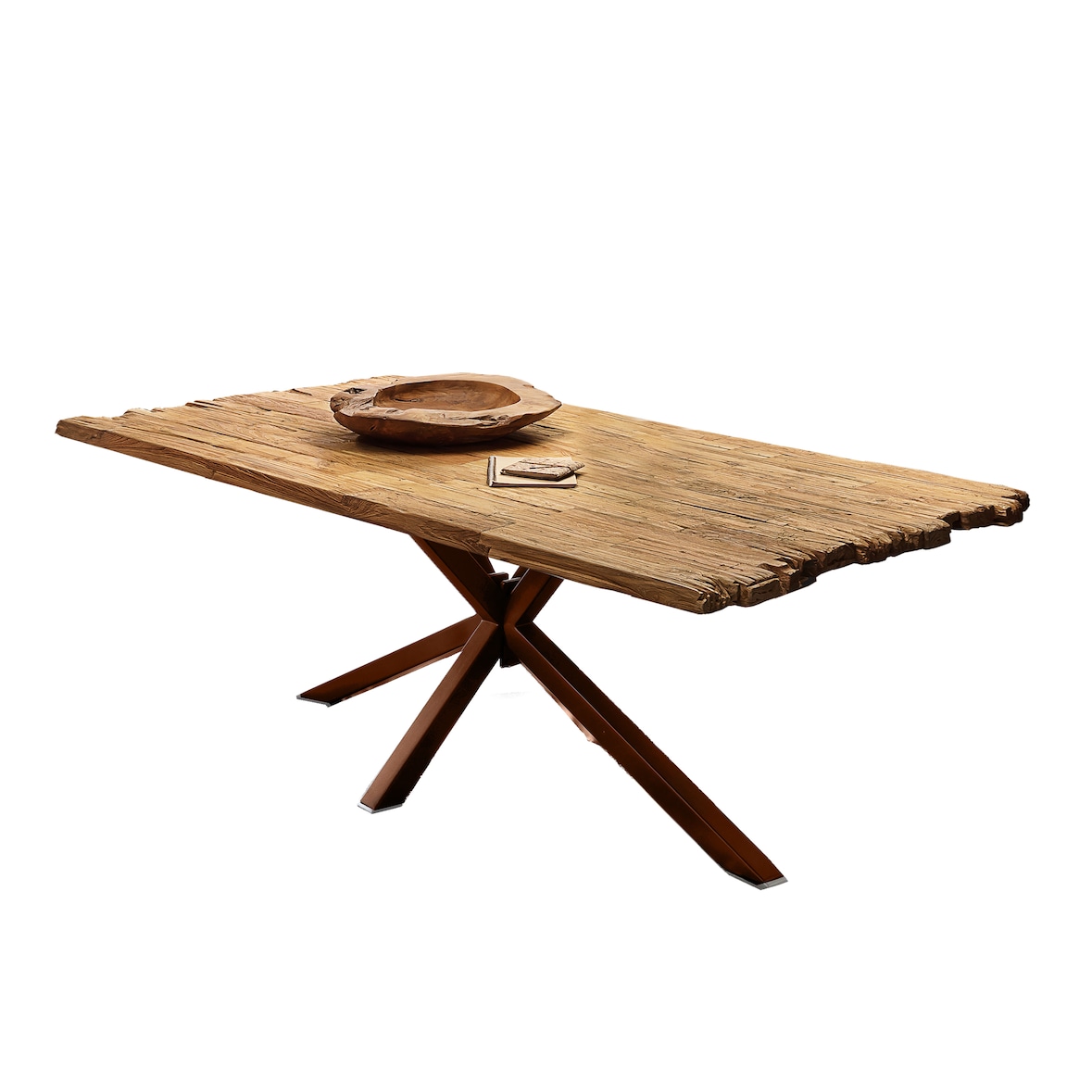 SIT Möbel Esstisch 220x100 cm | 50 mm Tischplatte Teak natur | Metallgestell antikbraun | B 220 x T 100 x H 79 cm | 15853-00 | Serie TABLES & CO