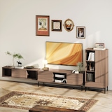 thumbnail of HOMCOM aparador 1 puerta aparador para salón moderno con cajón estante ajustable y 3 compartimentos abiertos para comedor entrada 60x34x121 cm natural