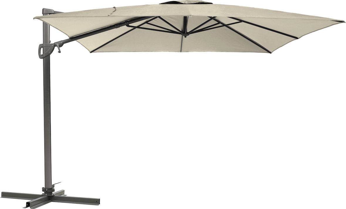 METRO PROFESSIONAL Ombrellone con palo laterale, alluminio/acciaio, 4 x 4 m, idrorepellente, beige/grigio